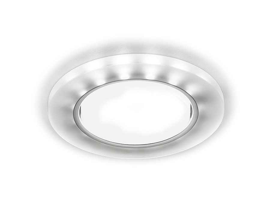 Встраиваемый точечный светильник GX53 с LED подсветкой G214 CH/WH хром/матовый GX53+3W(LED WHITE) - Viokon.com
