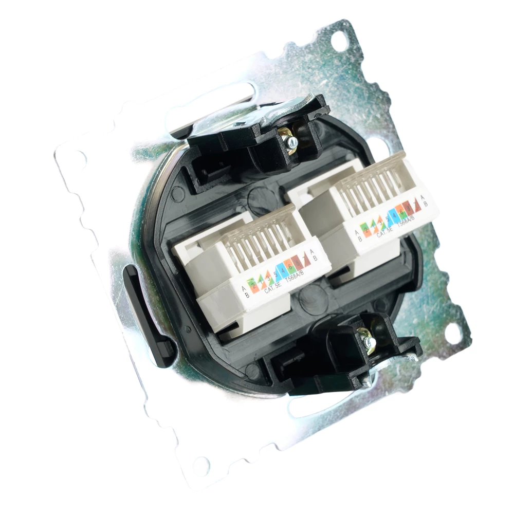 Розетка компьютерная 2-местная RJ-45 (механизм) ,STEKKER ,GLS00-7109-05, серия Катрин, черный (50007) - Viokon.com
