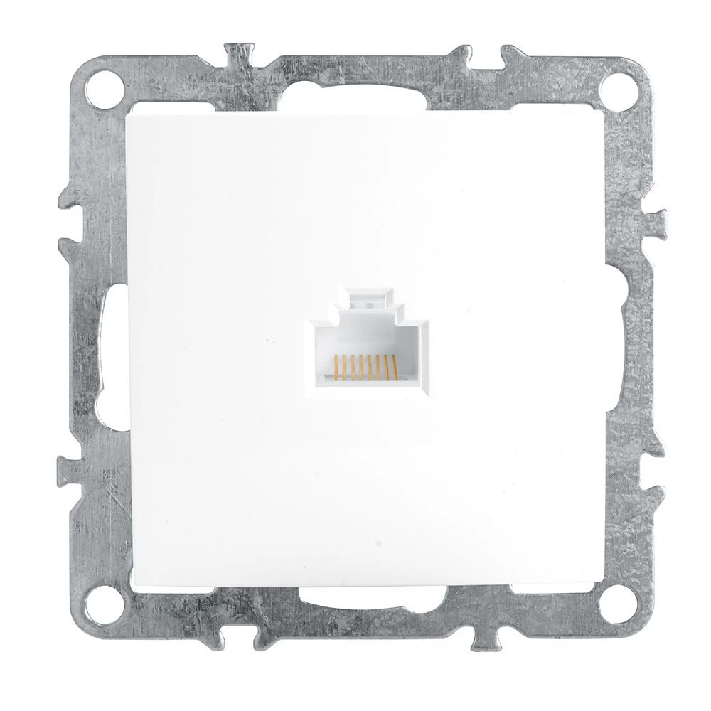 Розетка компьютерная 1-местная RJ-45 (механизм), STEKKER PST00-9107-01, серия Эрна, белый (39314) - Viokon.com