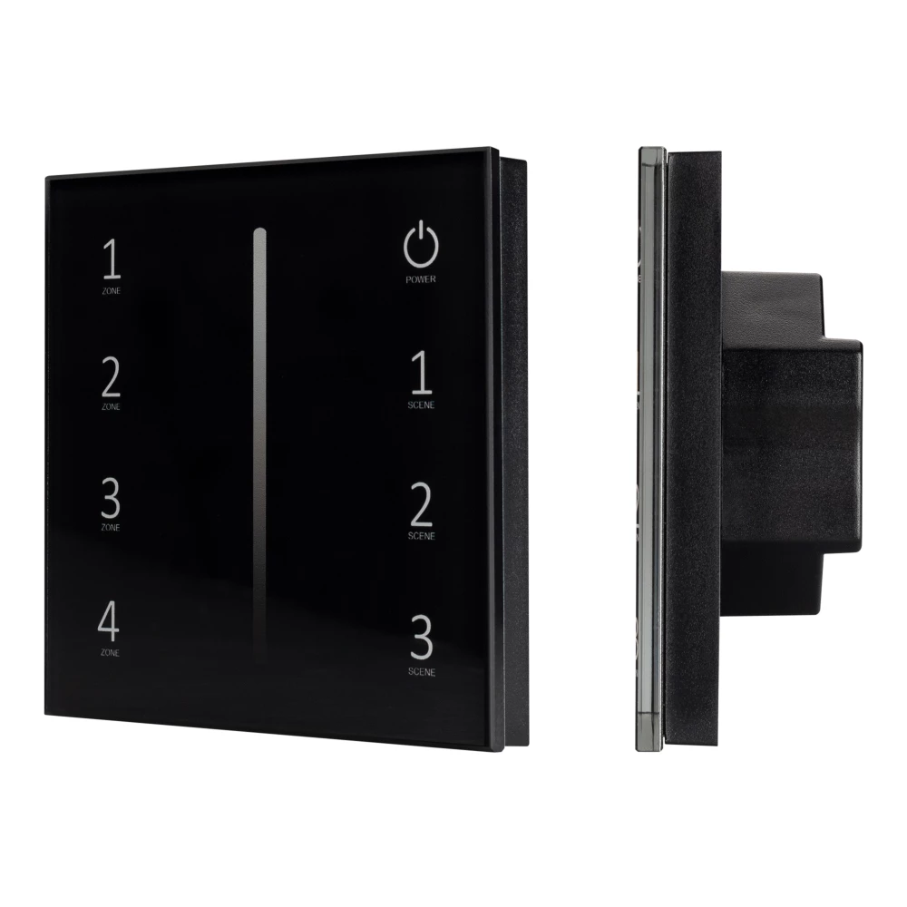 Панель Sens SMART-P17-DIM Black (230V, 4 зоны, 2.4G) (Arlight, IP20 Пластик, 5 лет) 028129 - Viokon.com