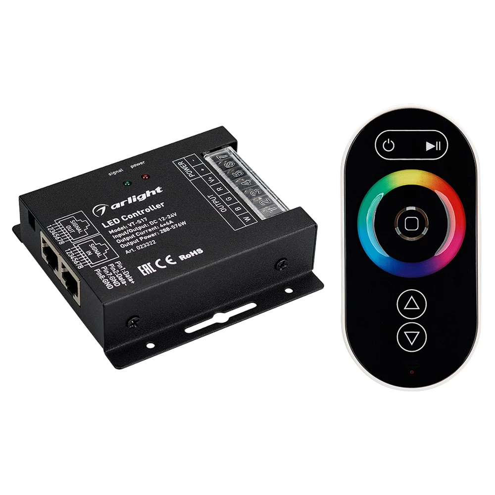 Контроллер VT-S17-4x6A (12-24V, ПДУ Овал, RF) (Arlight, IP20 Металл, 3 года) 023322 - Viokon.com