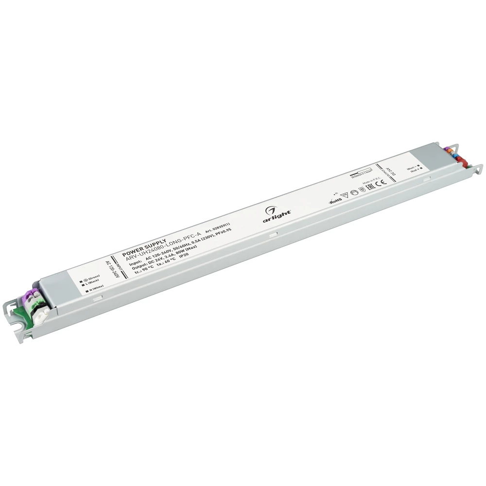 Блок питания ARV-UH24080-LONG-PFC-A (24V, 3.4A, 80W) (Arlight, IP20 Металл, 7 лет) 028359(1) - Viokon.com