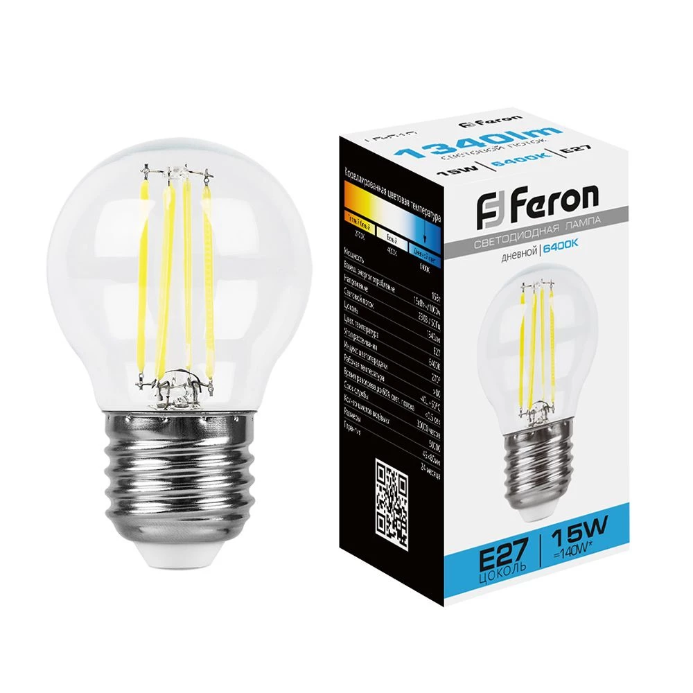 Лампа светодиодная Feron LB-515 Шарик E27 15W 230V 6400K (38254) - Viokon.com