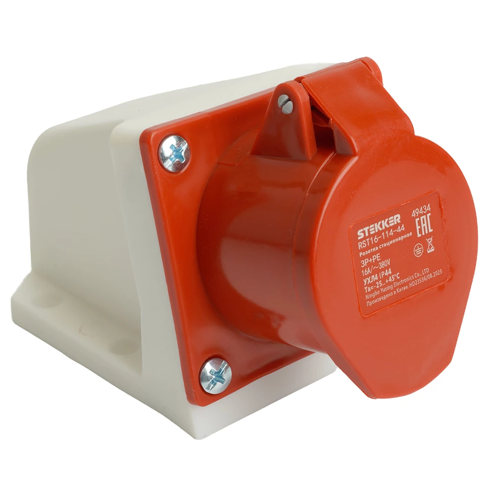 Розетка стационарная ST-114 16А 380В 3P+PE IP44, RST16-114-44, Stekker (49434) - Viokon.com