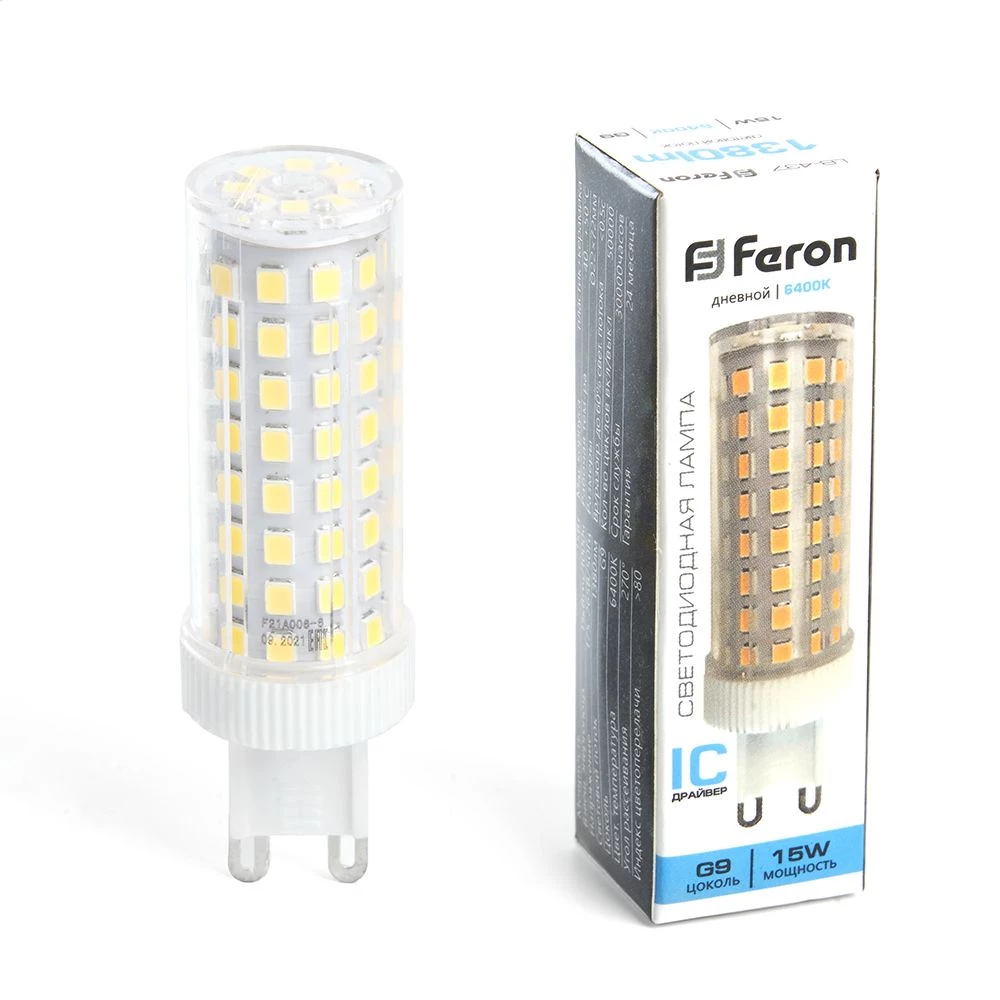 Лампа светодиодная Feron LB-437 G9 15W 175-265V 6400K (38214) - Viokon.com
