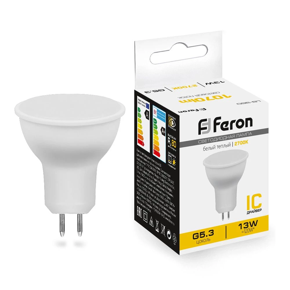 Лампа светодиодная Feron LB-960 MR16 G5.3 13W 175-265V 2700K (38188) - Viokon.com