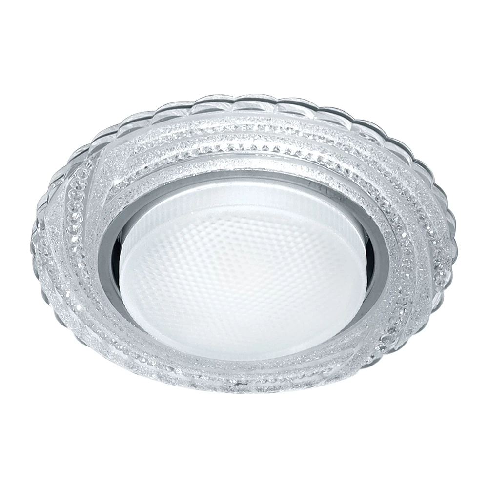 Светильник встраиваемый с белой LED подсветкой Feron CD4037 RGB потолочный GX53 без лампы, прозрачный, хром (41905) - Viokon.com