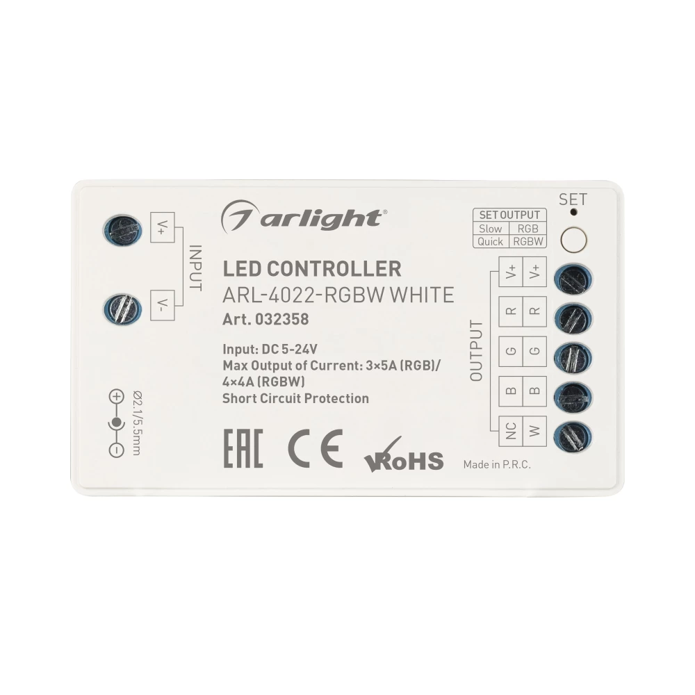 Контроллер ARL-4022-RGBW White (5-24V, 4x4A, ПДУ 24кн, RF) (Arlight, IP20 Пластик, 3 года) 032358 - Viokon.com