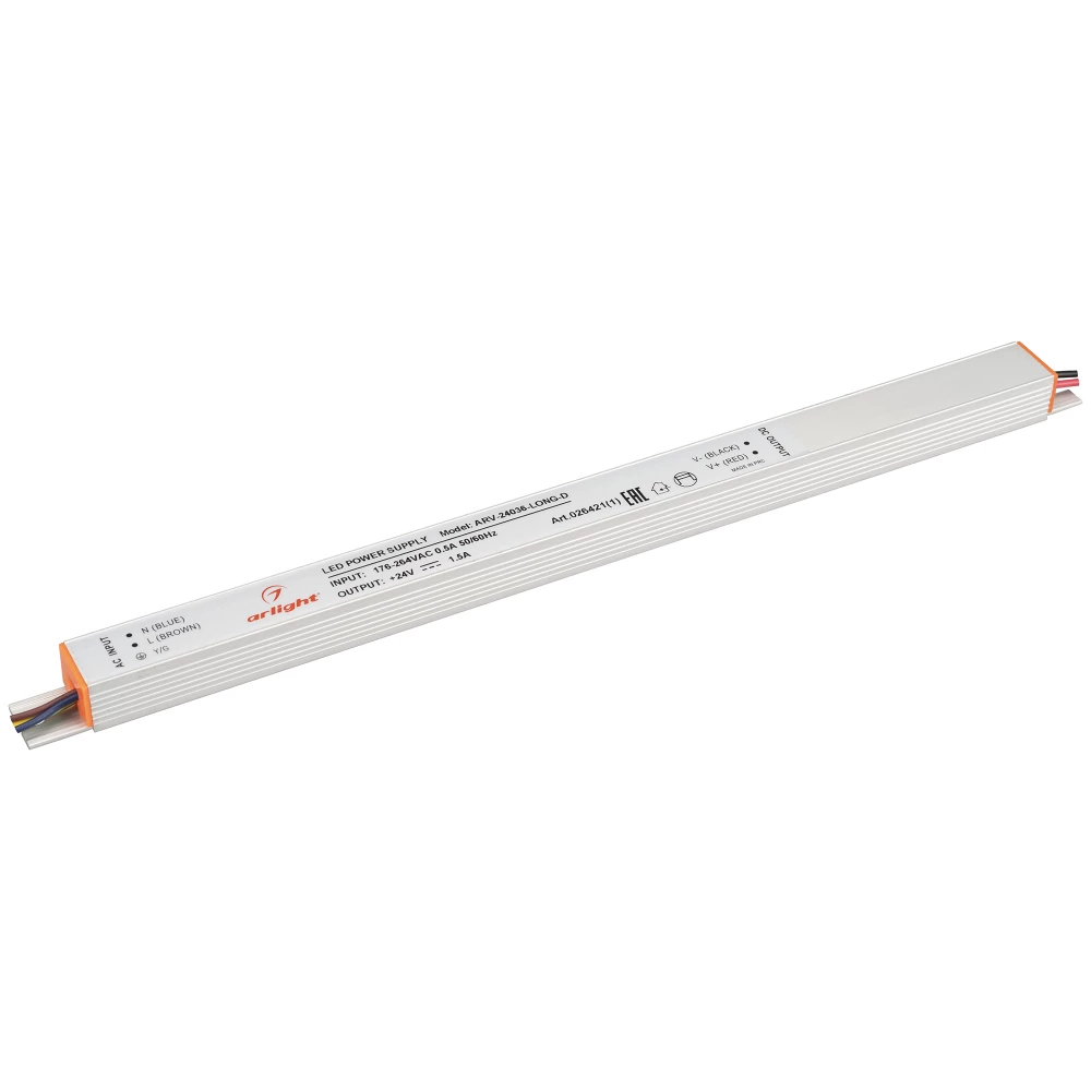 Блок питания ARV-24036-LONG-D (24V, 1.5A, 36W) (Arlight, IP20 Металл, 2 года) 026421(1) - Viokon.com