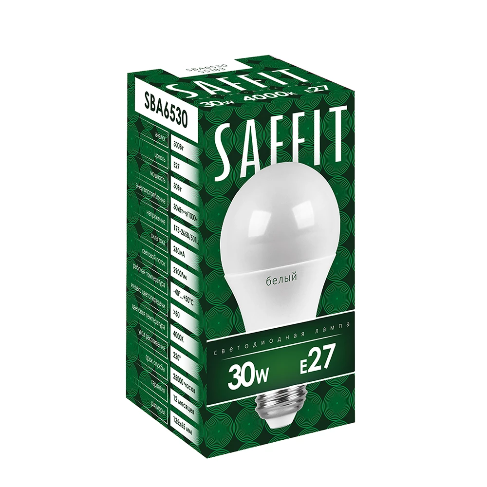 Лампа светодиодная SAFFIT SBA6530 Шар E27 30W 230V 4000K (55183) - Viokon.com
