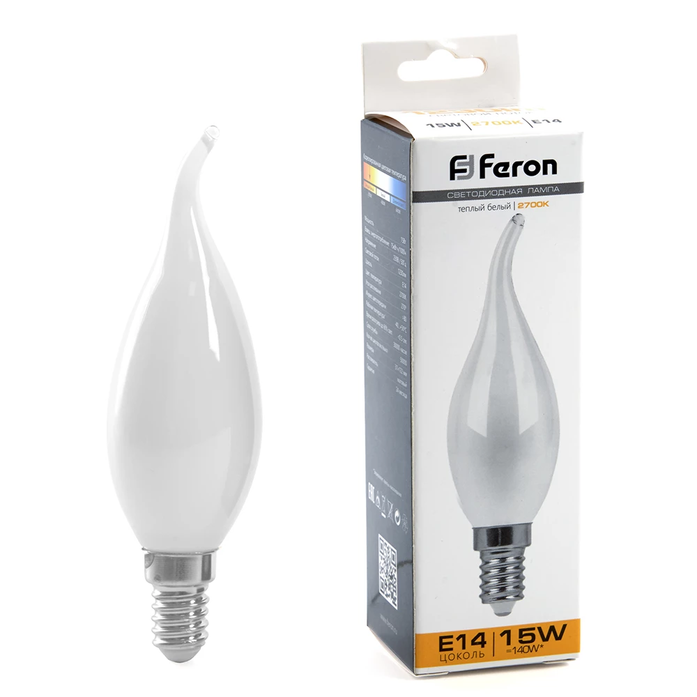 Лампа светодиодная Feron LB-718 Свеча на ветру E14 15 230V 2700K (38260) - Viokon.com