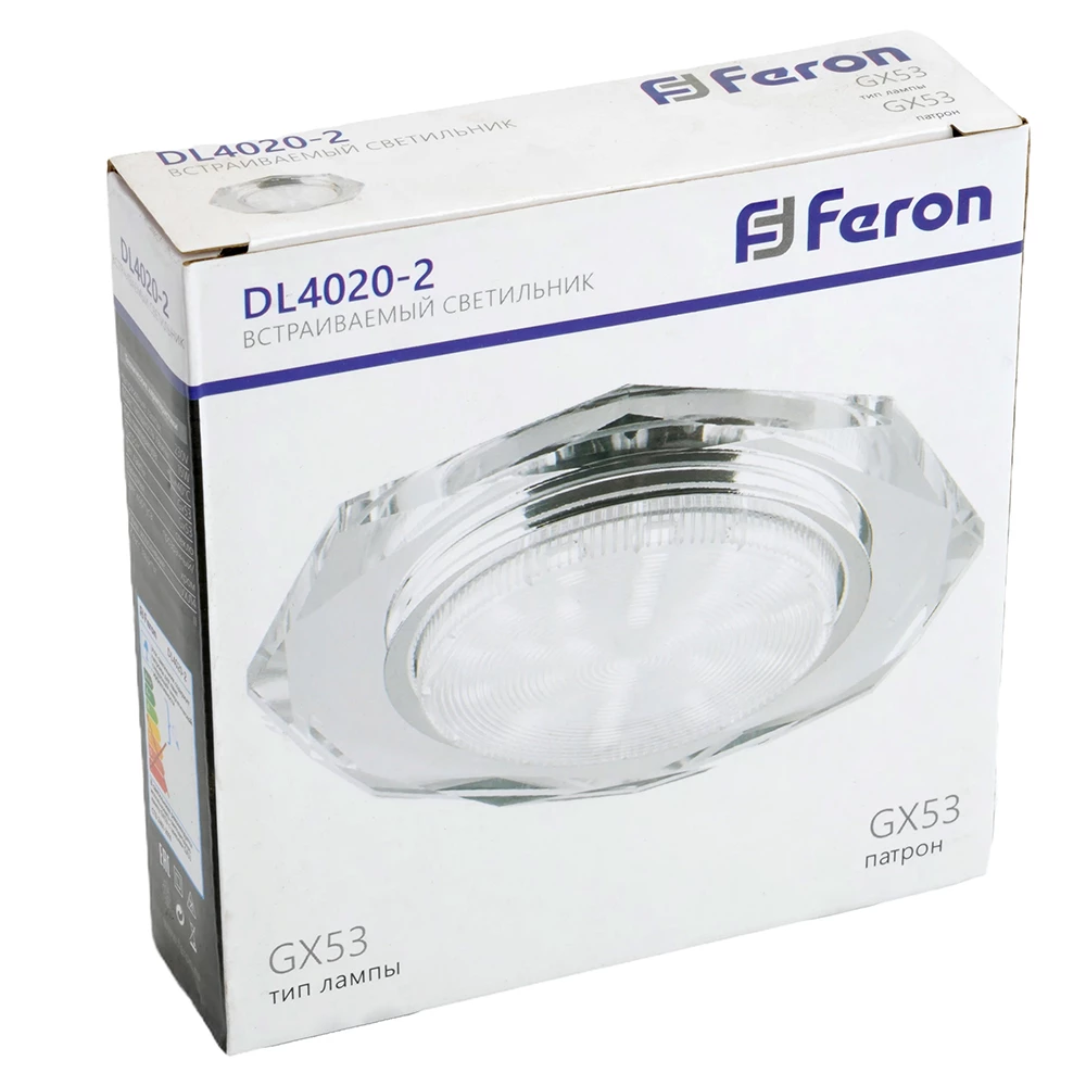 Светильник встраиваемый Feron DL4020-2 потолочный GX53 прозрачный (20148) - Viokon.com