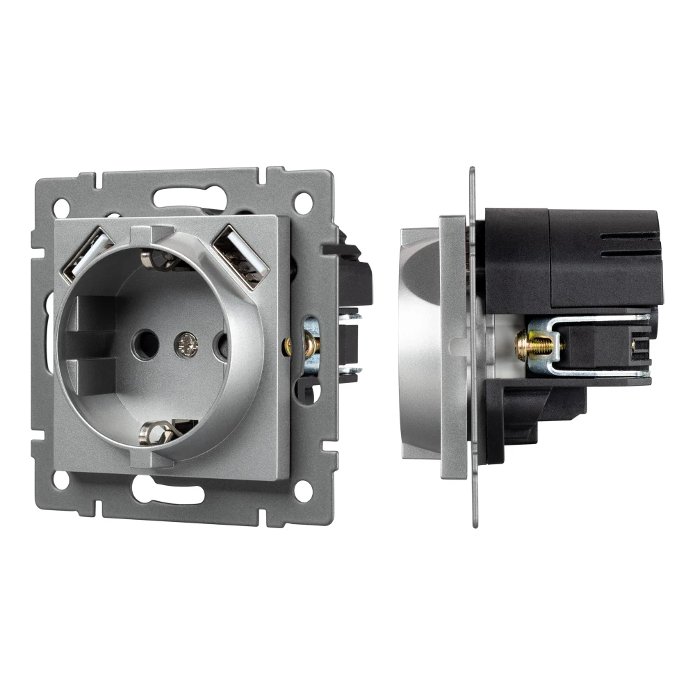 Механизм розетки с USB зарядкой SCT-MUAA-PL-GR-V (250V, 16A) (Arlight, -) 049820 - Viokon.com
