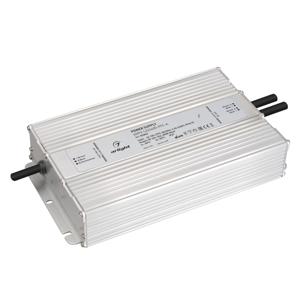 Блок питания ARPV-LG24600-PFC-A (24V, 25A, 600W) (Arlight, IP67 Металл, 5 лет) 053862 - Viokon.com