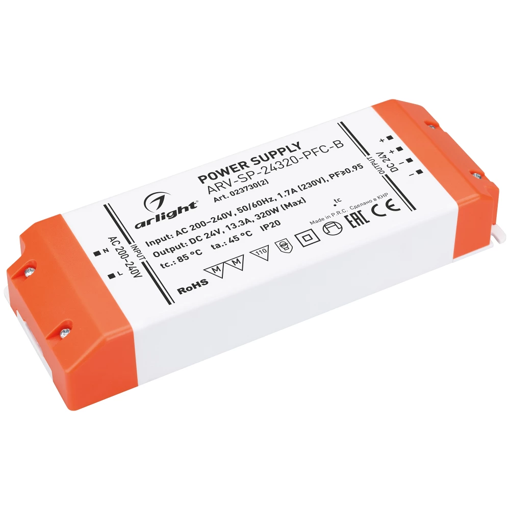 Блок питания ARV-SP-24320-PFC-B (24V, 13.3A, 320W) (Arlight, IP20 Пластик, 5 лет) 023730(2) - Viokon.com