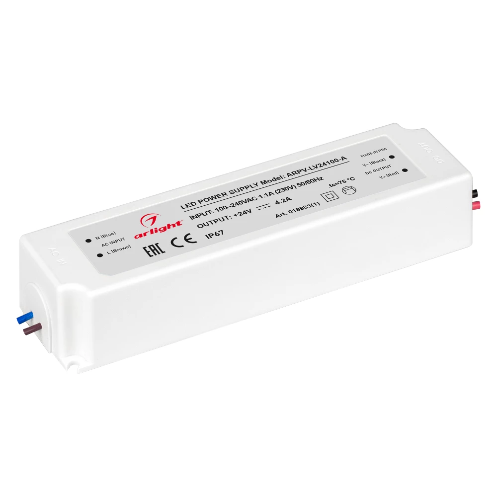Блок питания ARPV-LV24100-A (24V, 4.2A, 100W) (Arlight, IP67 Пластик, 3 года) 018983(1) - Viokon.com