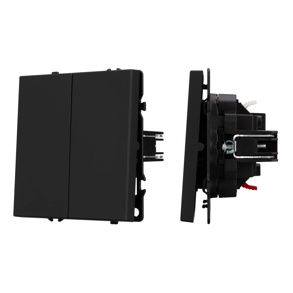 Механизм выключателя двухклавишный непроходной SWT-NOBE-MK02-SFPL-BK (230V, 10A) (Arlight, Черный оникс) 054252 - Viokon.com