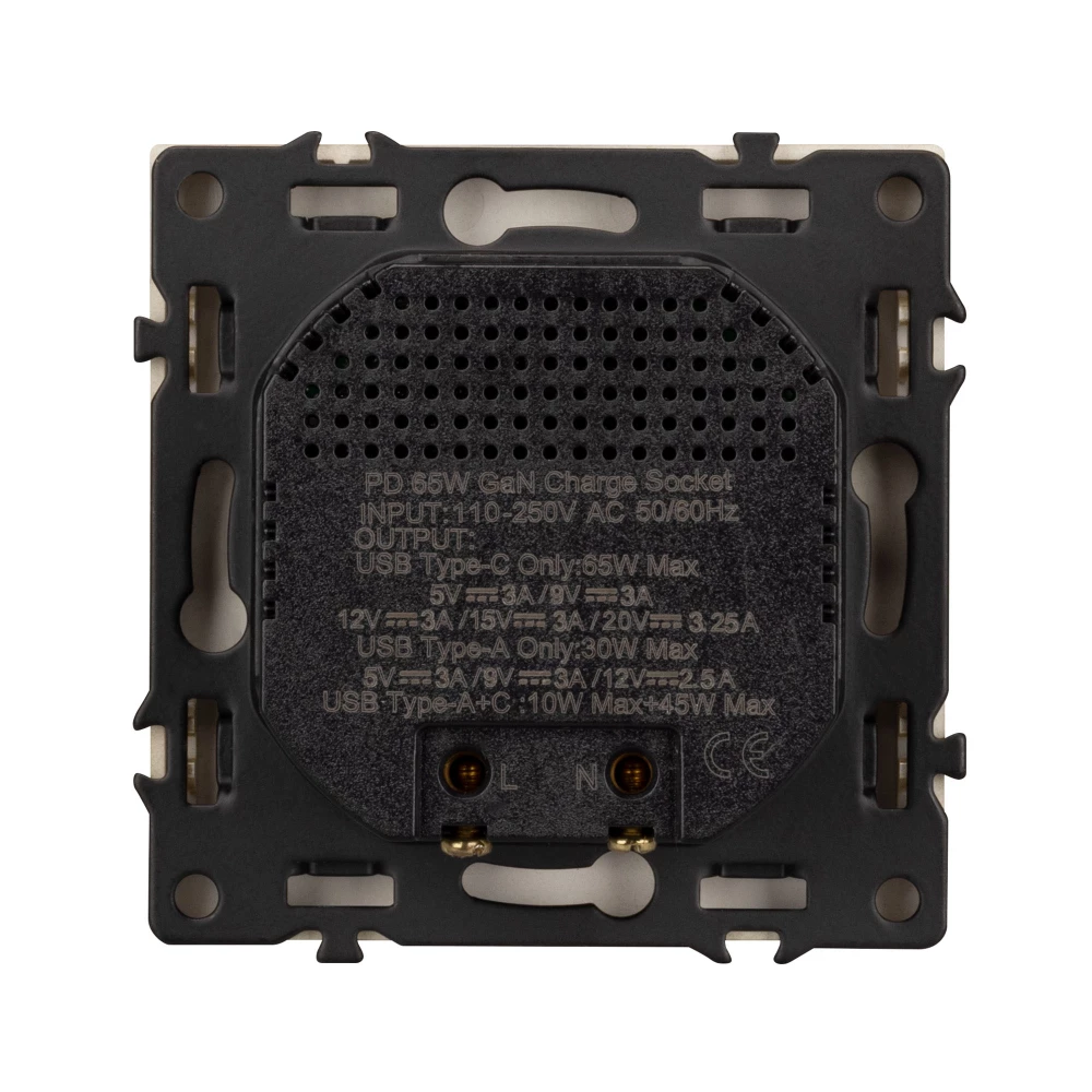 Механизм розетки с быстрой USB зарядкой SCT-NOBE-MUAC-SFPL-FC-GD (65W, QC3) (Arlight, Золотой песок) 054318 - Viokon.com
