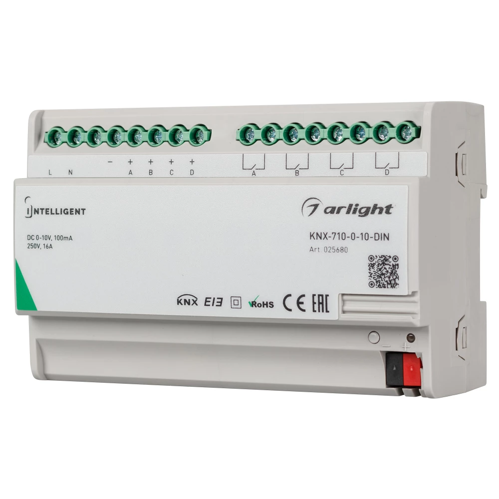 INTELLIGENT ARLIGHT Конвертер KNX-710-0-10-DIN (230V, 4x0/1-10, 4x16A) (IARL, IP20 Пластик, 2 года) 025680 - Viokon.com