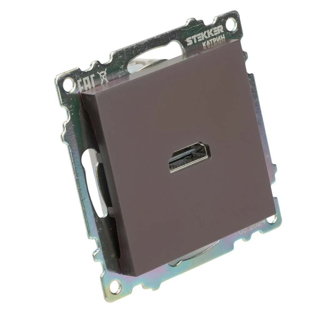Розетка HDMI 2.1, Type A (механизм), STEKKER GLS00-7118-04, серия Катрин, шоколад (50064) - Viokon.com