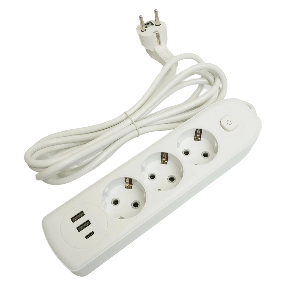 Удлинитель 3-местный c/з 3x1 мм2, 3 м, 250В, 10А, 2USB+1Type-C 2,4А, серия Home plus, белый STEKKER HM08-33-02 (49977) - Viokon.com