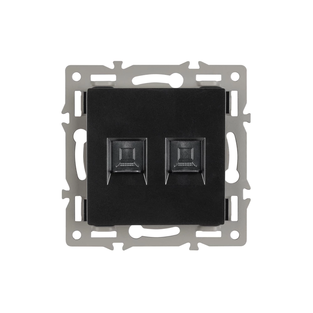 Механизм компьютерной розетки двойной SCT-MPC2-PL-BK (RJ-45, CAT6) (Arlight, -) 045337 - Viokon.com