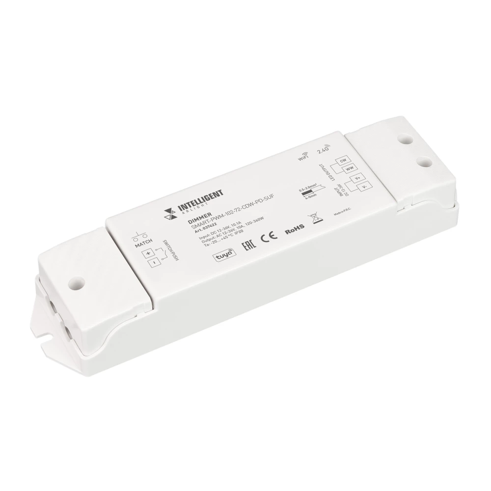 INTELLIGENT ARLIGHT Диммер SMART-PWM-102-72-CDW-PD-SUF (12-36V, 2x5A, TUYA Wi-Fi, 2.4G) (IARL, Контроллер) 037422 - Viokon.com