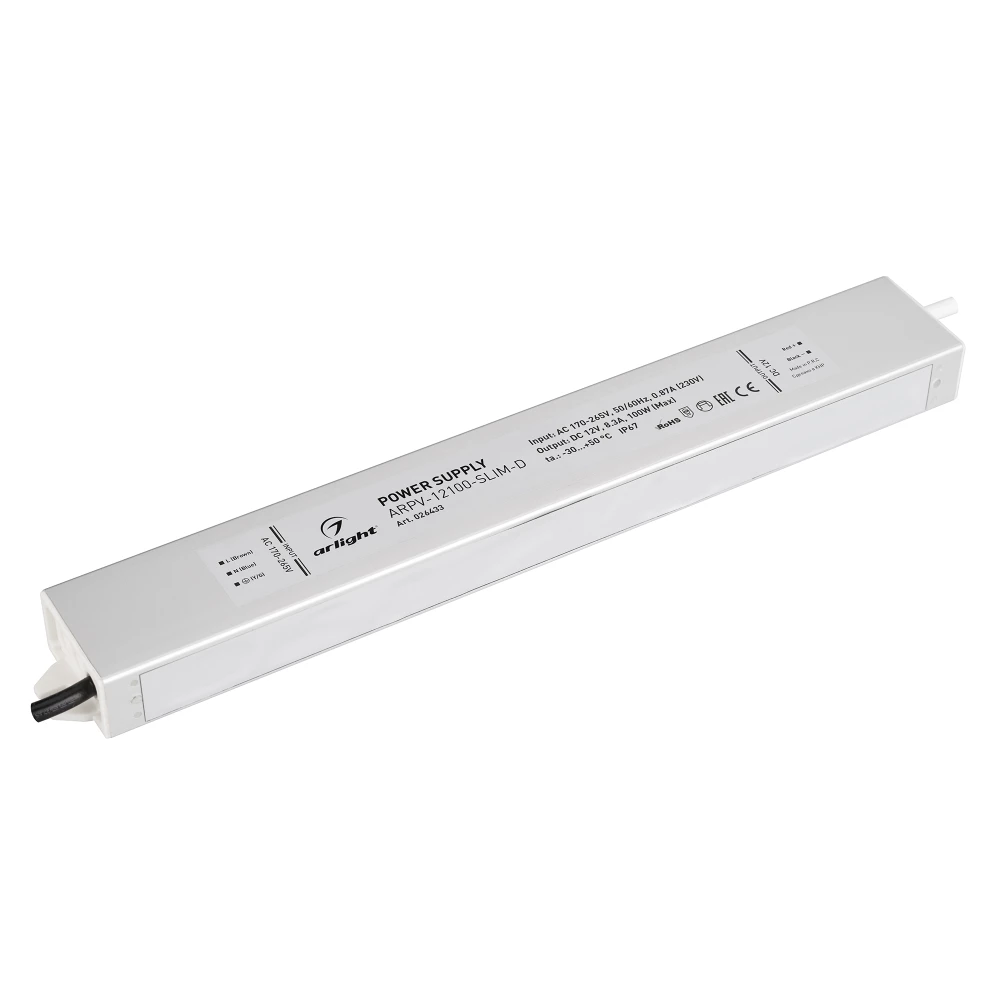 Блок питания ARPV-12100-SLIM-D (12V, 8.3A, 100W) (Arlight, IP67 Металл, 3 года) 026433 - Viokon.com