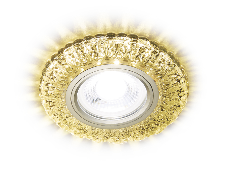 Встраиваемый точечный светильник MR16 с LED подсветкой S310 CH/W хром/прозрачный хрусталь/MR16+3W(LED WARM) - Viokon.com