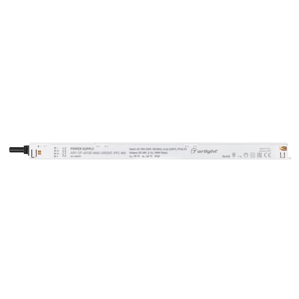 Блок питания ARV-SP-48100-MAG-ORIENT-PFC-WH (48V, 2.1A, 100W) (Arlight, IP20 Пластик, 5 лет) 036701 - Viokon.com