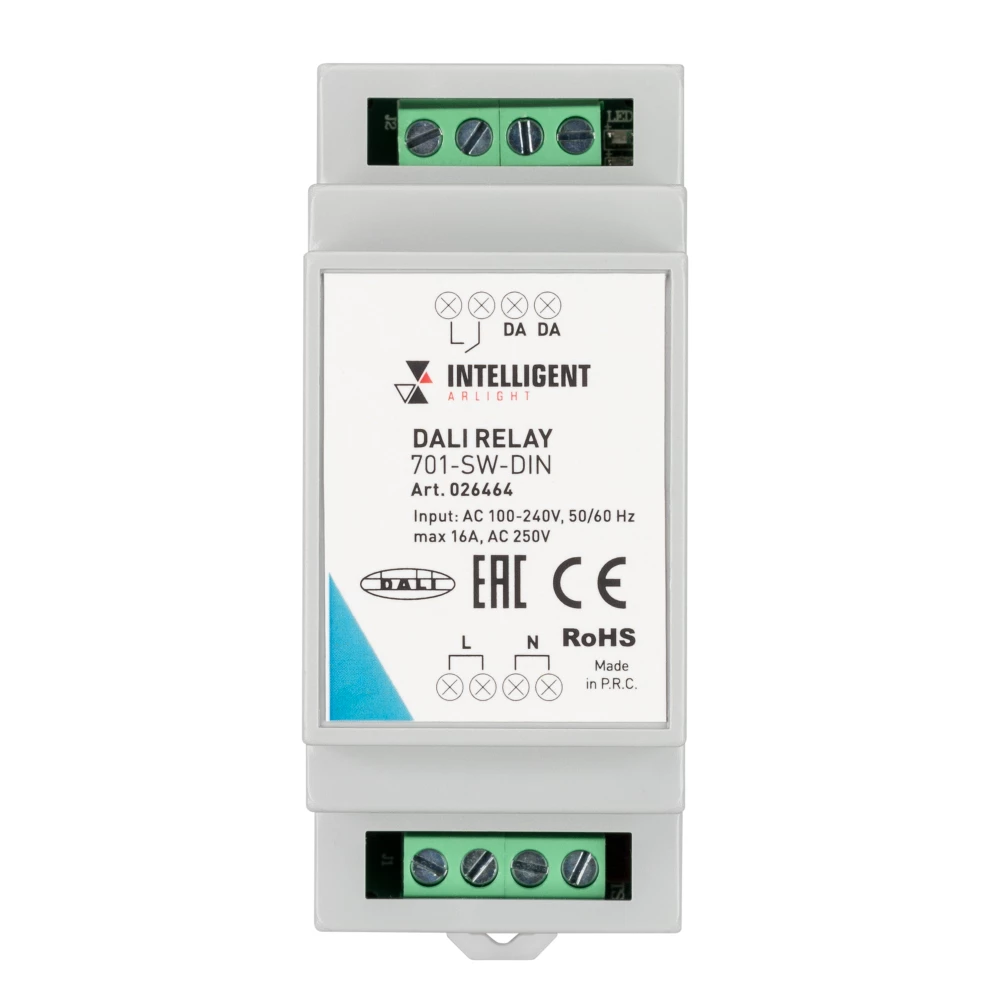 INTELLIGENT ARLIGHT Релейный модуль DALI-701-SW-DIN (BUS, 16A) (IARL, DIN-рейка) 026464 - Viokon.com