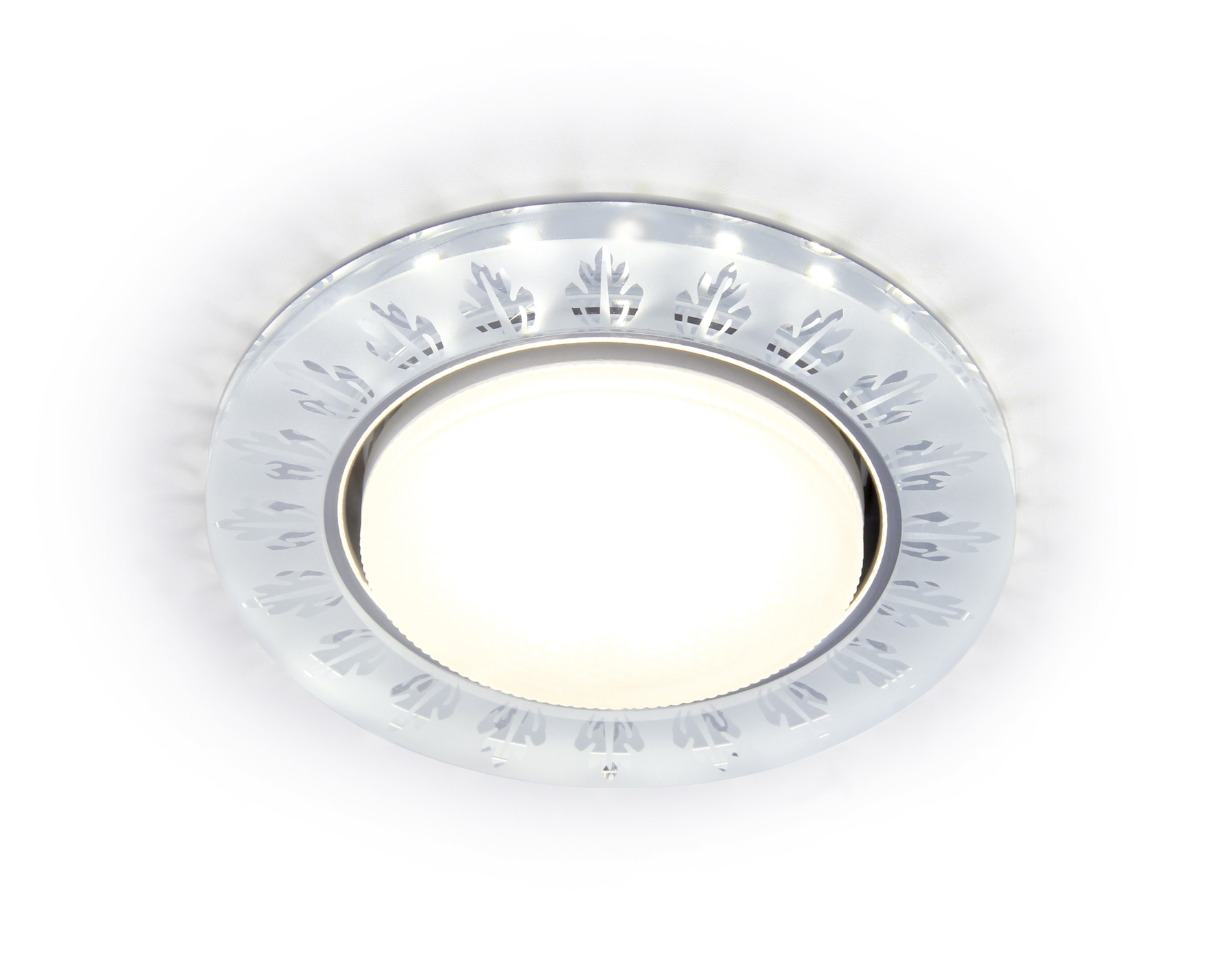 Встраиваемый точечный светильник GX53 с LED подсветкой G222 CL/FR прозрачный/матовый GX53+3W(LED WHITE) D120*38 - Viokon.com