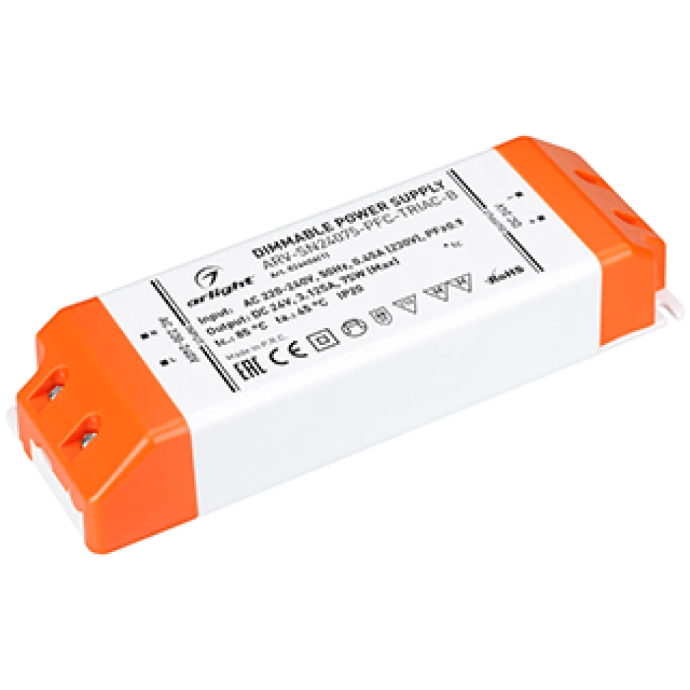 Блок питания ARV-SN24075-PFC-TRIAC-B (24V, 3.1A, 75W) (Arlight, IP20 Пластик, 3 года) 026406(1) - Viokon.com