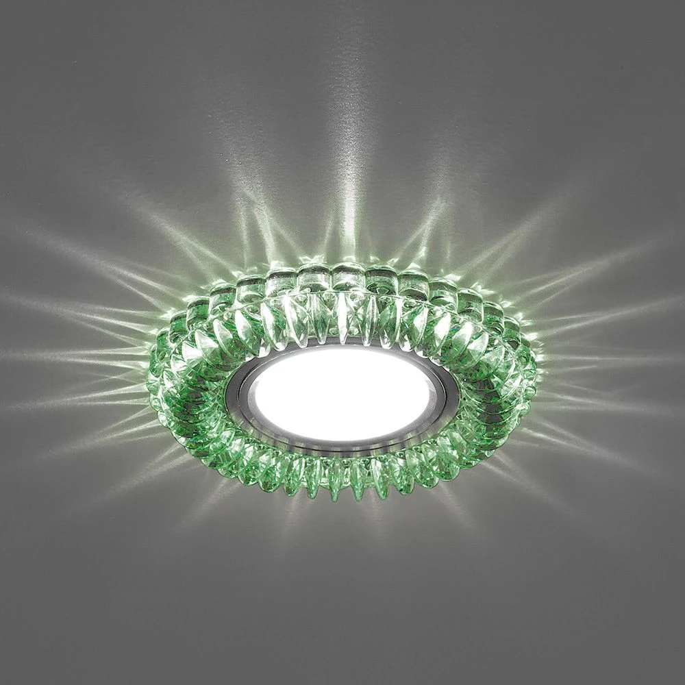 Светильник встраиваемый с зеленой LED подсветкой Feron CD904 потолочный MR16 G5.3 прозрачный (32543) - Viokon.com