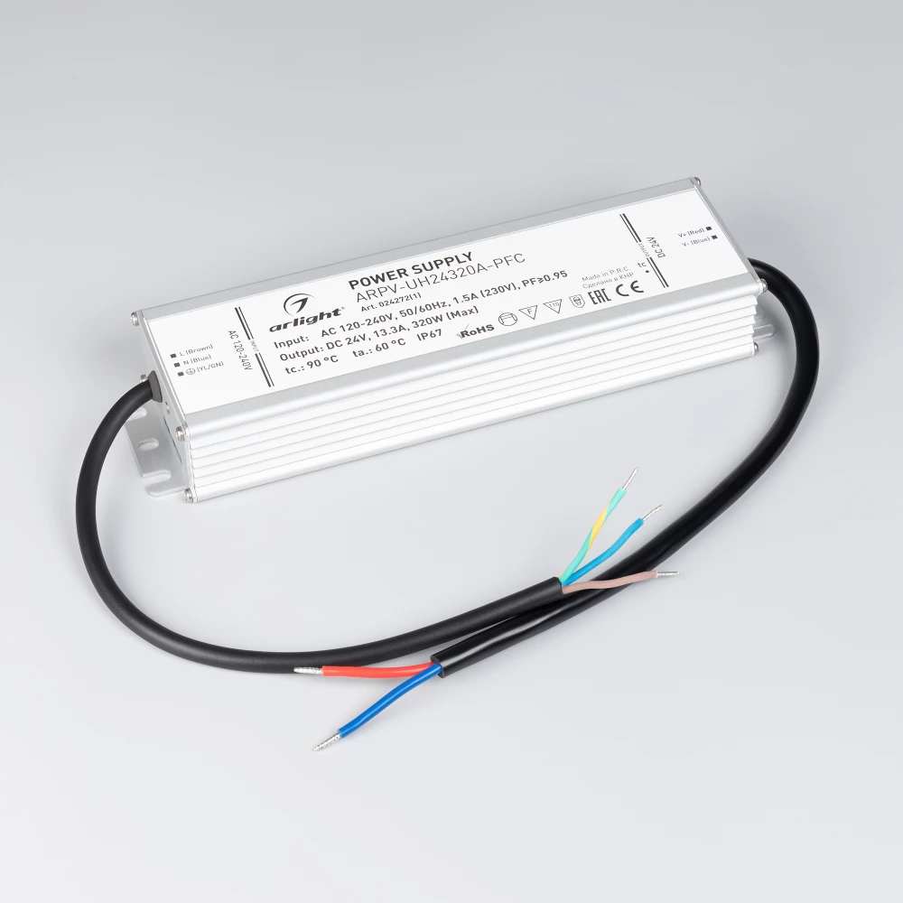 Блок питания ARPV-UH24320A-PFC (24V, 13.3A, 320W) (Arlight, IP67 Металл, 7 лет) 024272(1) - Viokon.com