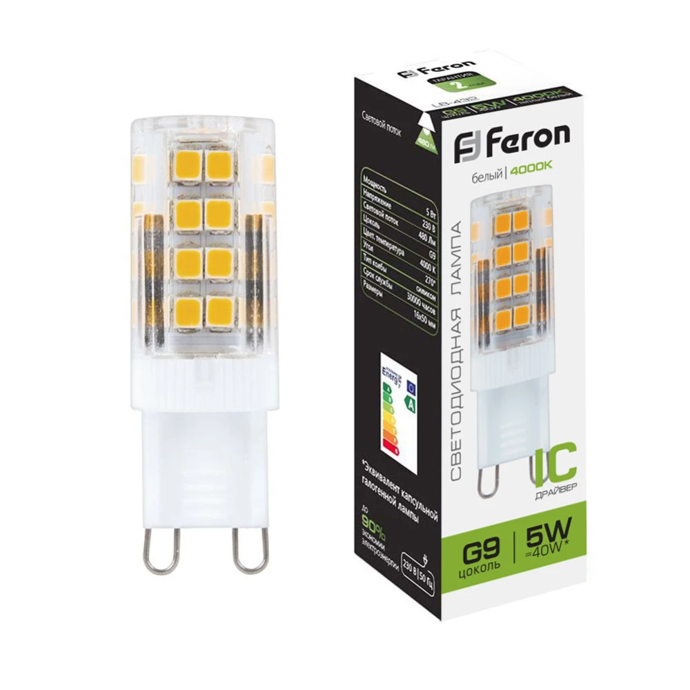 Лампа светодиодная Feron LB-432 G9 5W 175-265V 4000K (25770) - Viokon.com