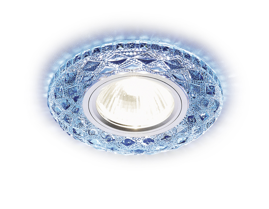 Встраиваемый точечный светильник MR16 с LED подсветкой S288 BL хром/сапфир хрусталь/MR16+3W(LED WHITE) - Viokon.com