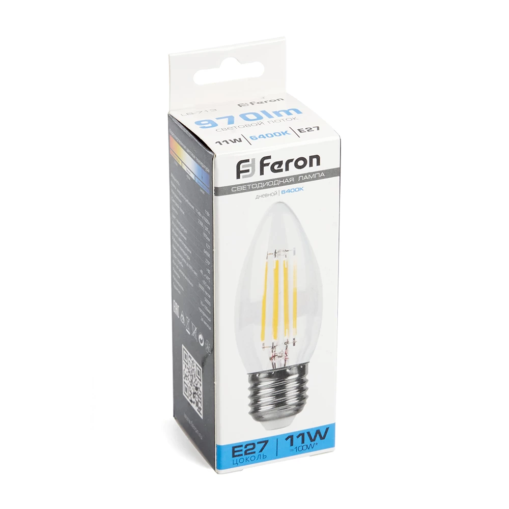 Лампа светодиодная Feron LB-713 Свеча E27 11W 230V 6400K (38274) - Viokon.com