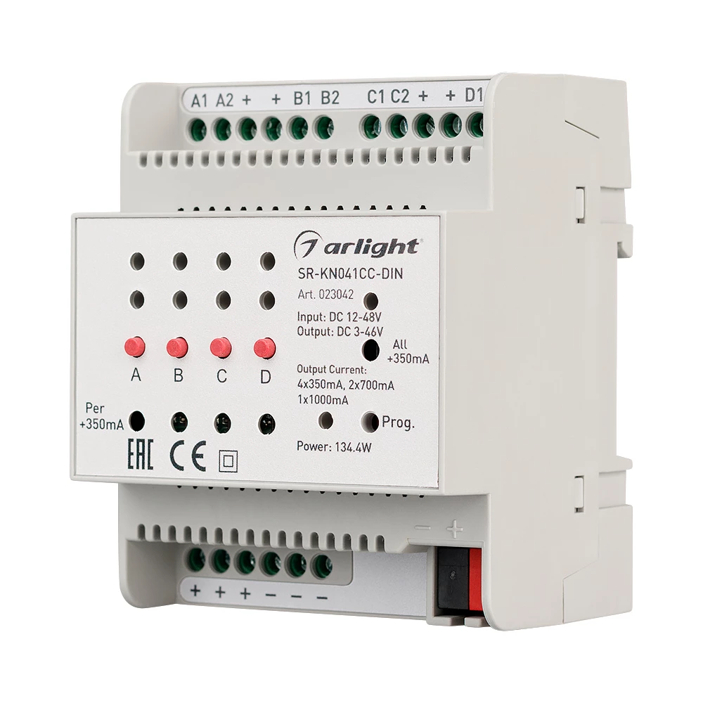 Контроллер тока SR-KN041CC-DIN (12-48V, 4x350/700mA) (Arlight, Контроллер) 023042 - Viokon.com
