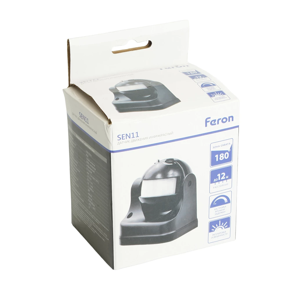 Датчик движения 1200W 12m 180° черный, SEN11 (51515) - Viokon.com