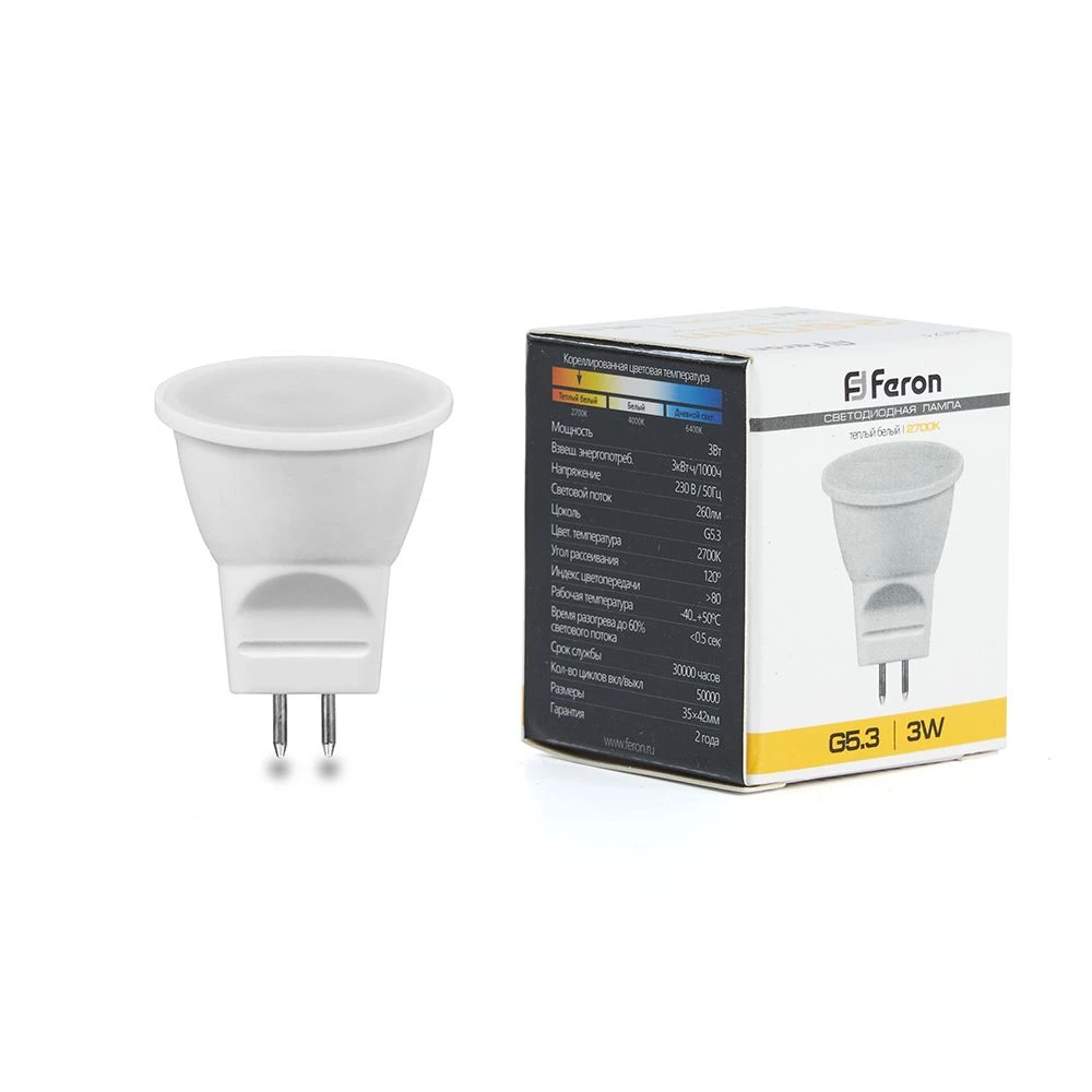 Лампа светодиодная Feron LB-271 MR11 G5.3 3W 230V 2700K (25551) - Viokon.com