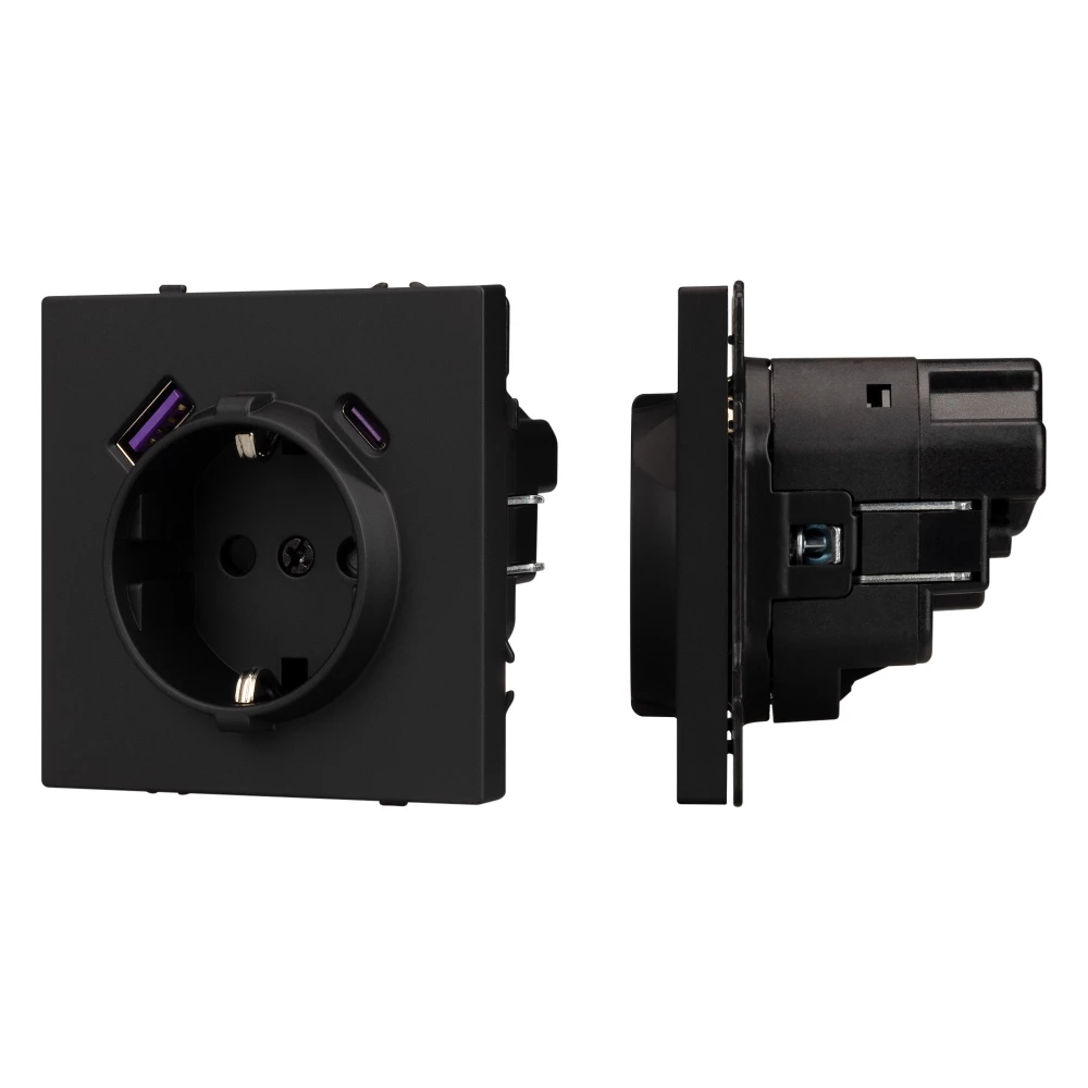 Механизм розетки с USB зарядкой SCT-NOBE-MUAC-SFPL-BK (230V, 16A) (Arlight, Черный оникс) 054285 - Viokon.com
