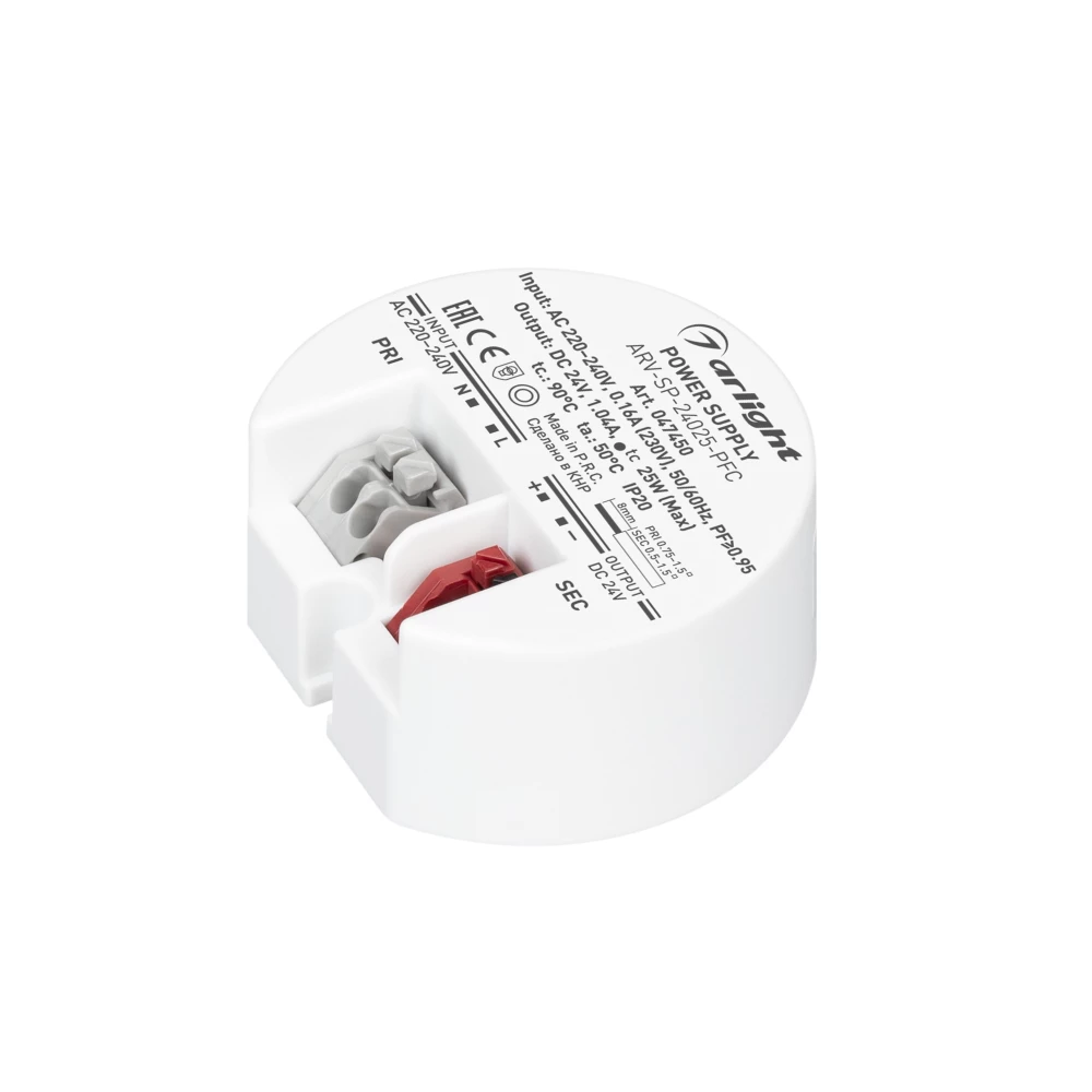Блок питания ARV-SP-24025-PFC (24V, 1A, 25W) (Arlight, IP20 Пластик, 5 лет) 047450 - Viokon.com