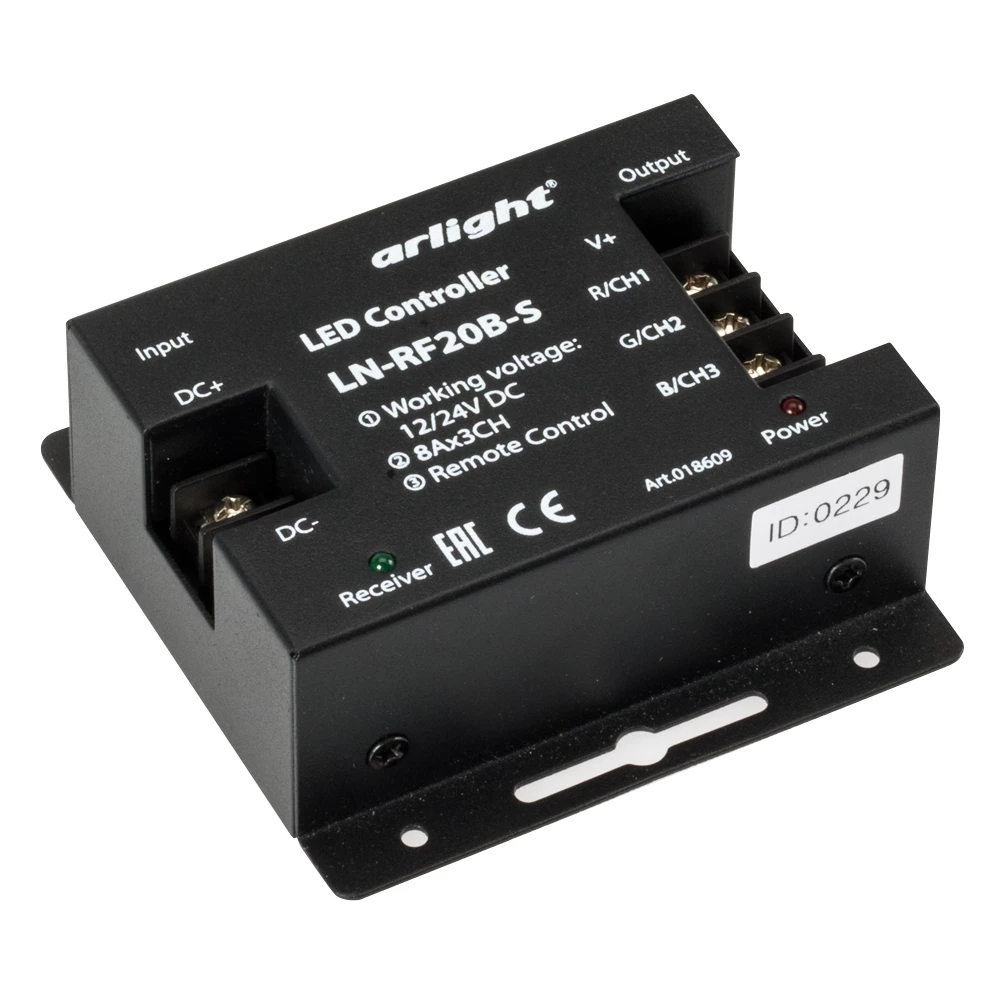 Контроллер LN-RF20B-S (12-24V, 288-576W, ПДУ 20кн) (Arlight, IP20 Металл, 1 год) 018609 - Viokon.com