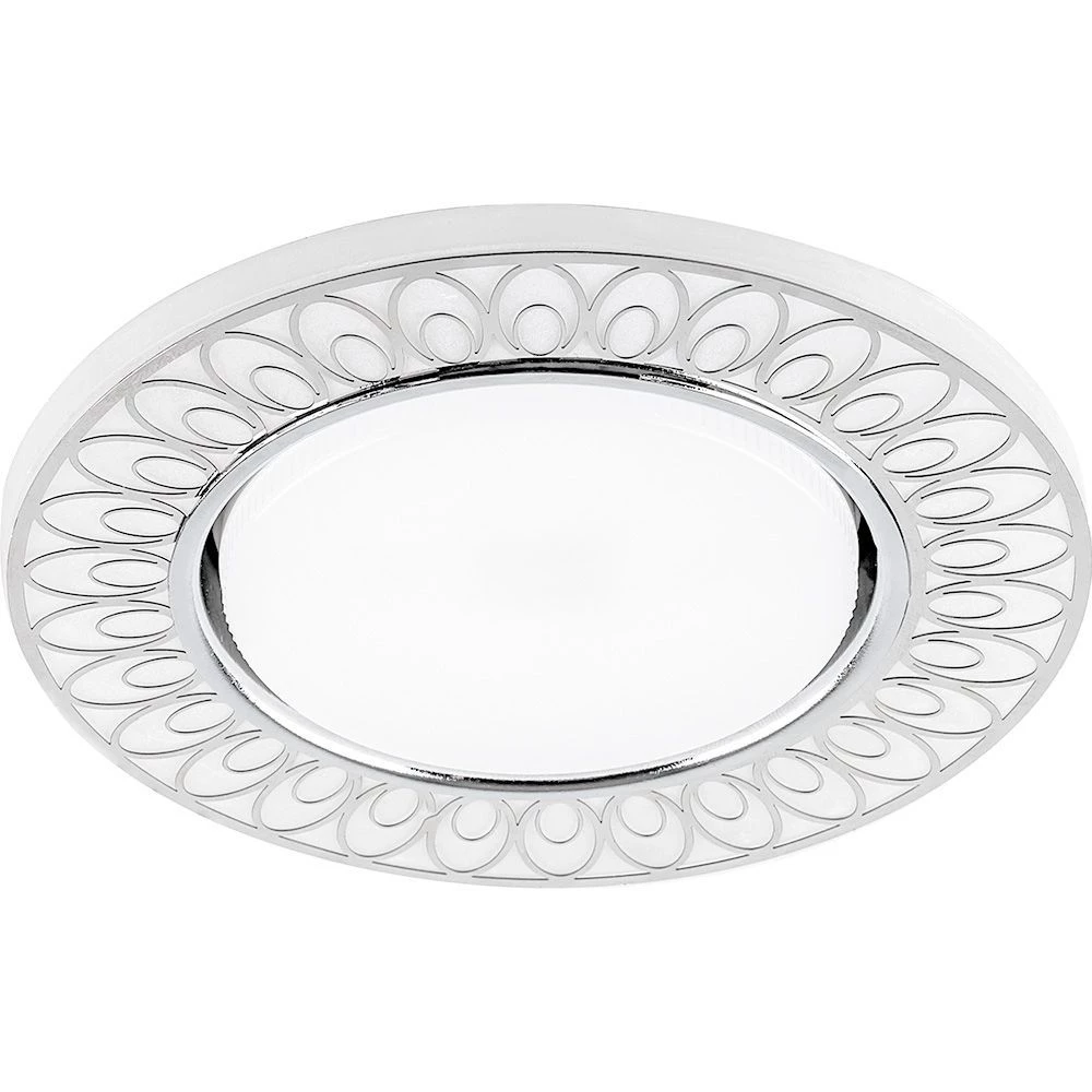 Светильник встраиваемый с белой LED подсветкой Feron CD9913 потолочный GX53 без лампы, матовый белый, хром (32981) - Viokon.com