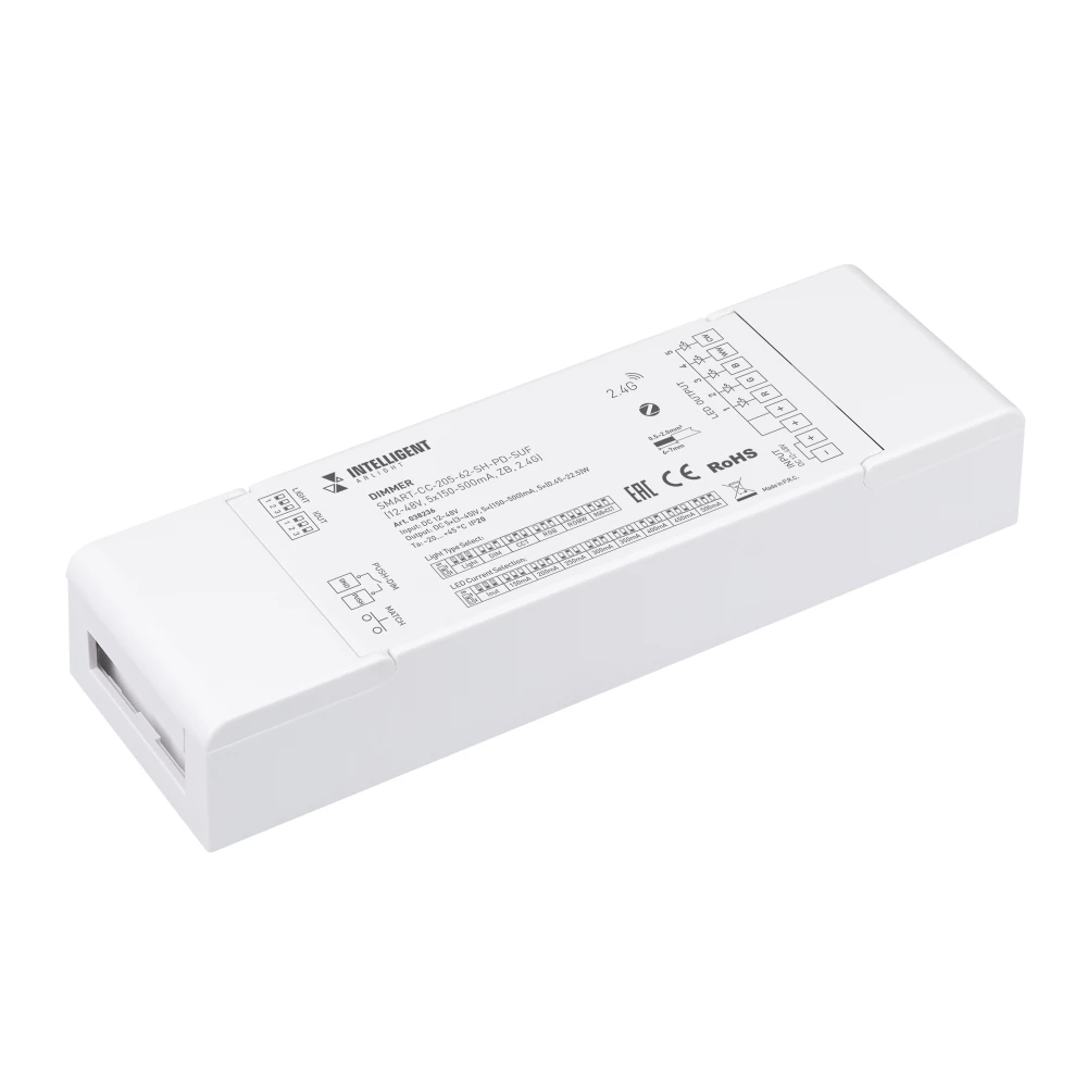 INTELLIGENT ARLIGHT Диммер SMART-CC-205-62-SH-PD-SUF (12-48V, 5x150-500mA, ZB, 2.4G) (IARL, Контроллер) 038236 - Viokon.com