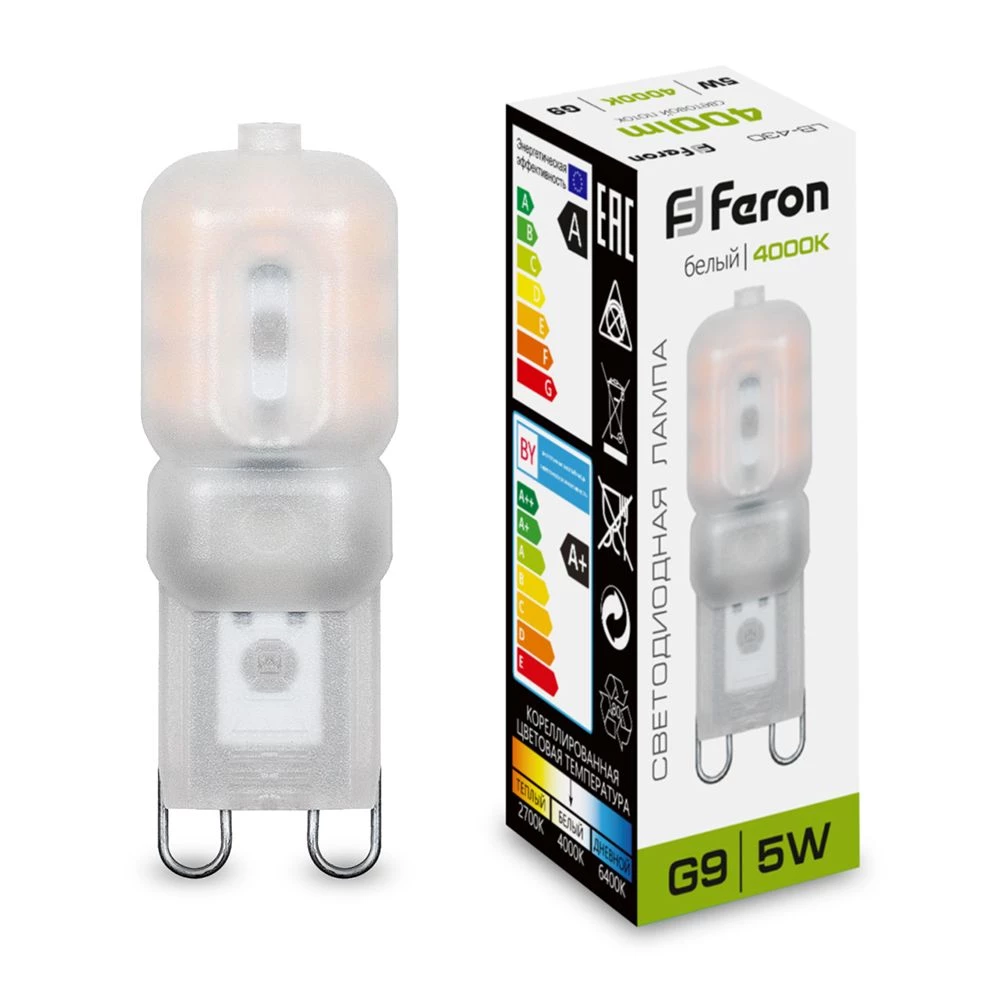 Лампа светодиодная Feron LB-430 G9 5W 230V 4000K (25637) - Viokon.com