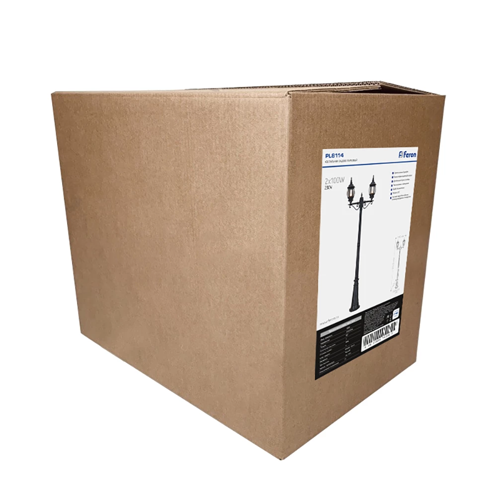 Светильник садово-парковый Feron 8114/PL8114 столб 2*100W E27 230V, черный (11213) - Viokon.com