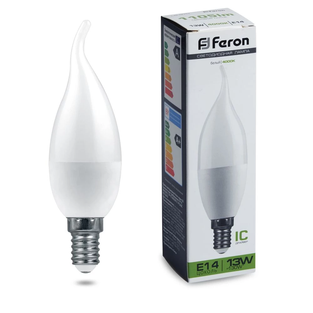 Лампа светодиодная Feron LB-970 Свеча на ветру E14 13W 175-265V 4000K (38113) - Viokon.com