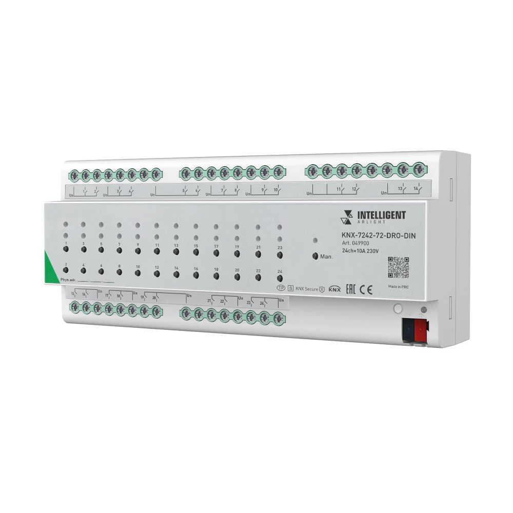 INTELLIGENT ARLIGHT Релейный модуль KNX-7242-72-DRO-DIN Grey (BUS, 24x10A) (IARL, IP20 Пластик, 2 года) 049900 - Viokon.com
